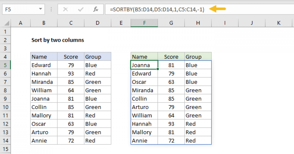 Sort By Two Columns Excel Formula Exceljet 9955